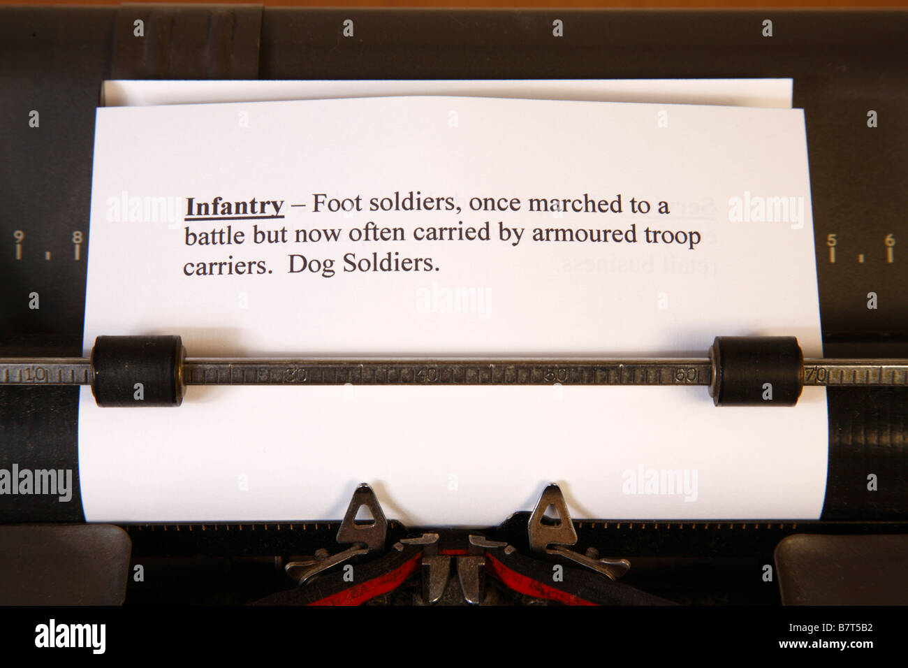 Définition de l'infanterie à typewriter Banque D'Images