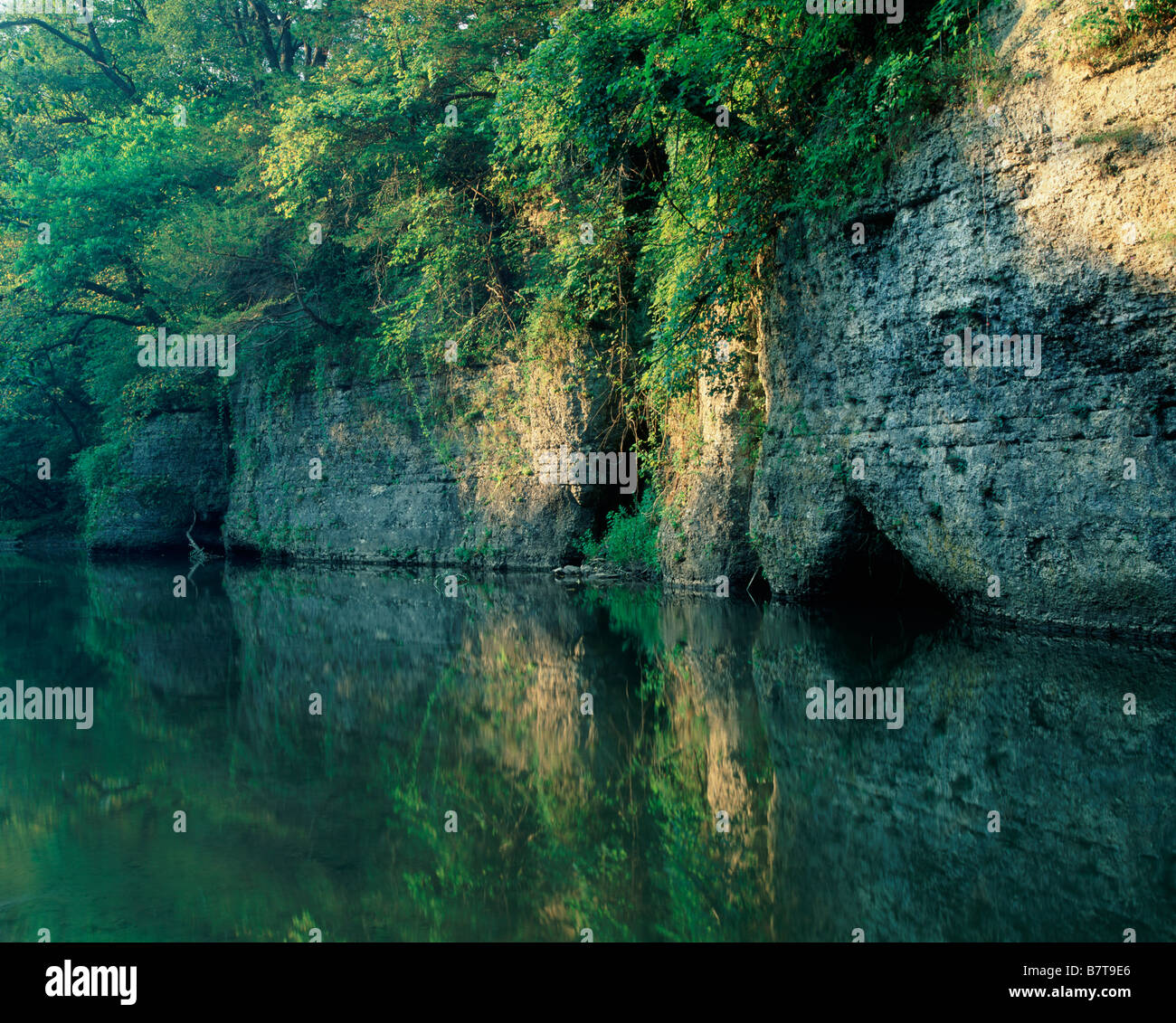 Bluff au-dessus du ruisseau Otter, Echo Canyon Park, comté de Fayette, Iowa Banque D'Images