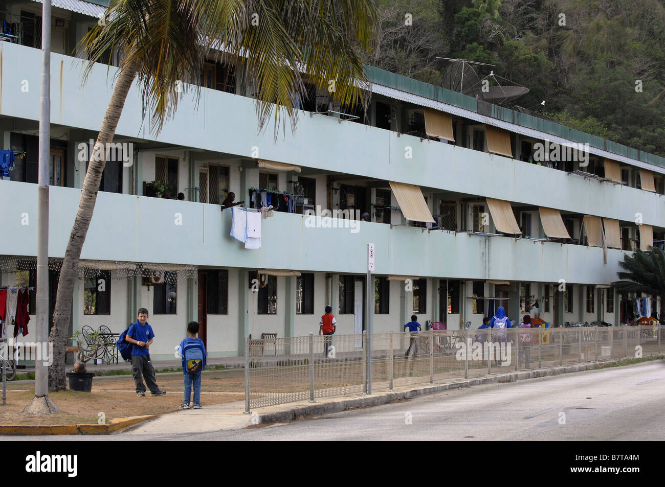 Annuaire des sections locales de Flying Fish Cove, également appelé le Règlement, sur l'île de Noël, au large de l'ouest de l'Australie.. Banque D'Images