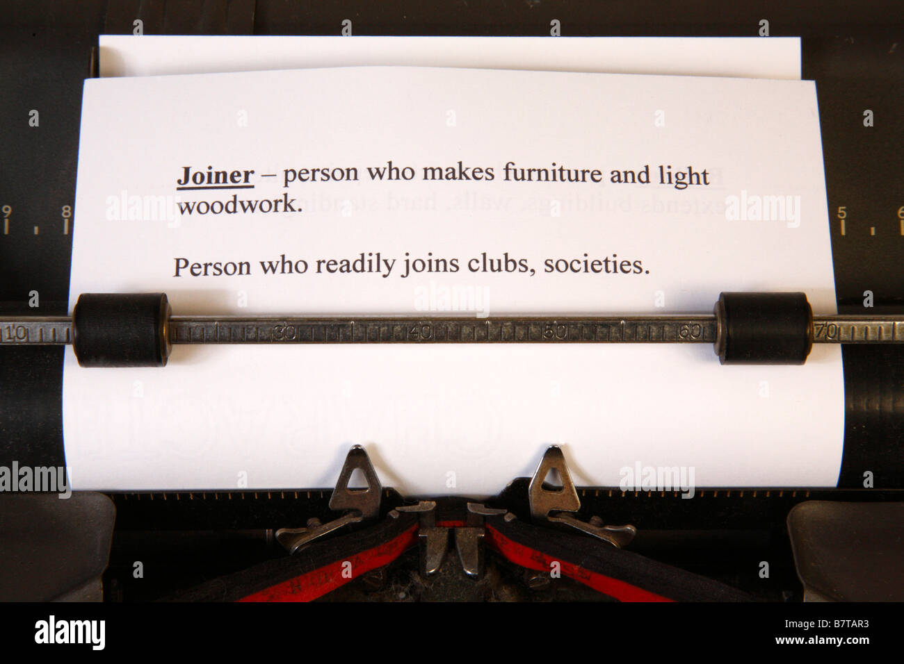 Définition de menuisier en typewriter Banque D'Images