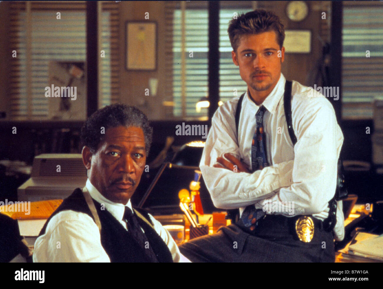 Les 7 Péchés Capitaux Film Morgan Freeman Brad Pitt Morgan Freeman Se7en Banque d'image et photos - Alamy