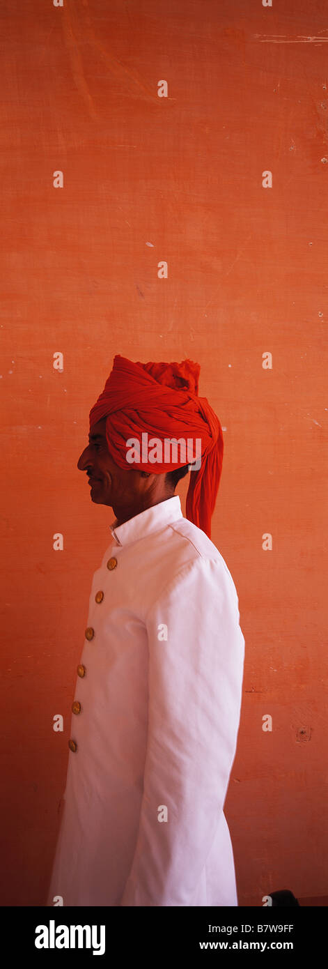 Palace Guard, City Palace, Jaipur, Inde. Banque D'Images