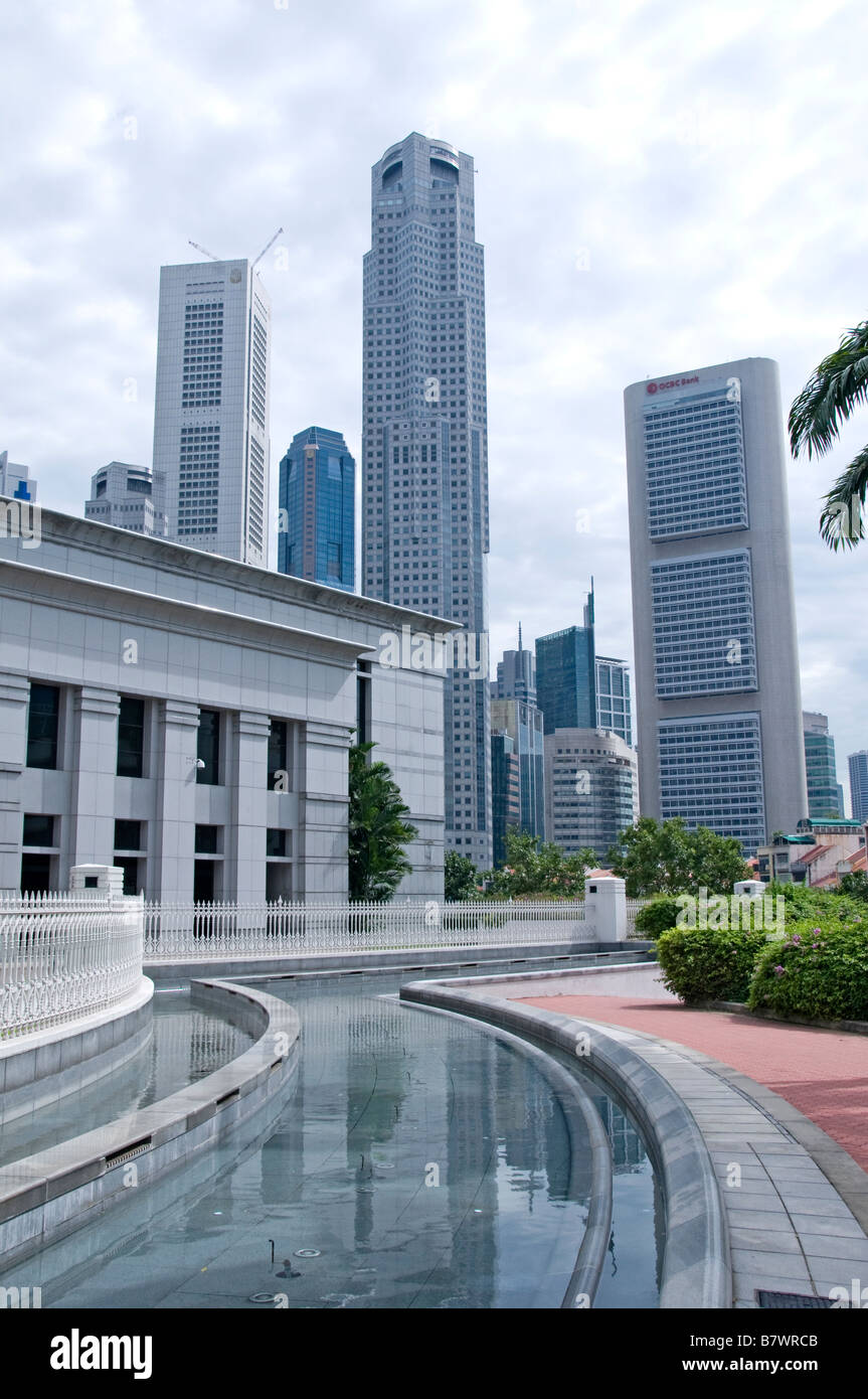 Quartier Colonial historique Raffles Place Singapore CBD high rise office building financial bank centre commercial Banque D'Images