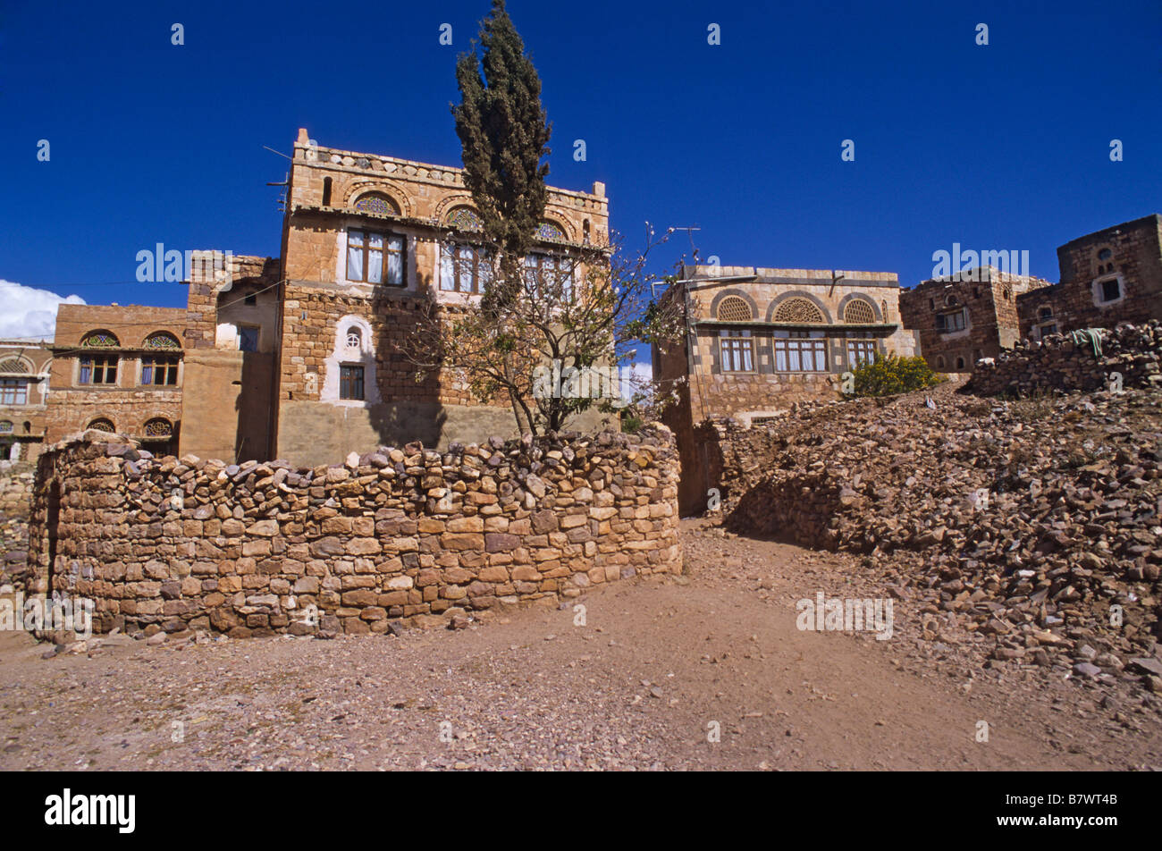 Village d'Kaoukaban au Yémen Banque D'Images