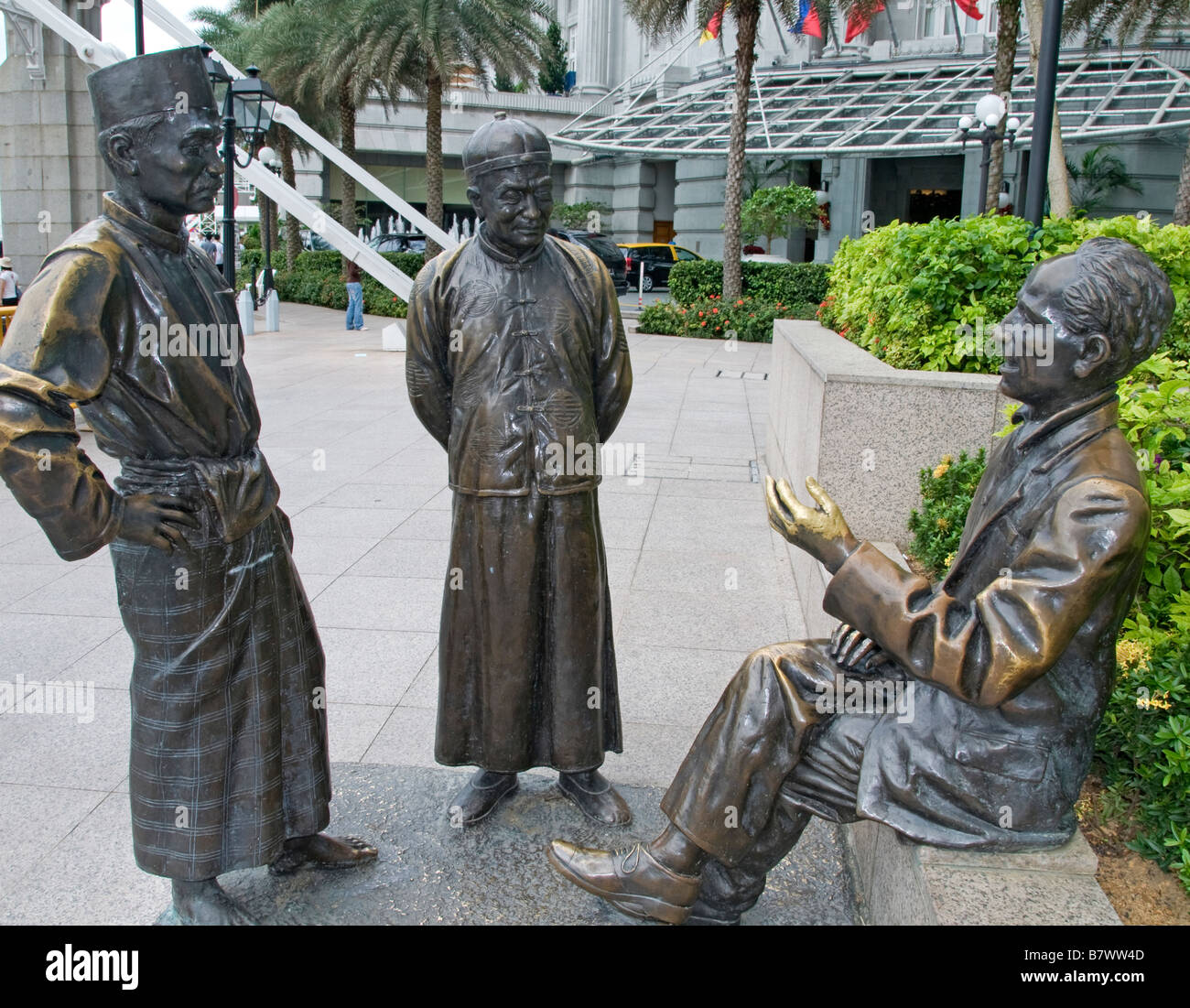 La rivière par les marchands Tee AW sculpteur sculpture statue Longue rivière Singapour Chinatown downtown CBD Banque D'Images