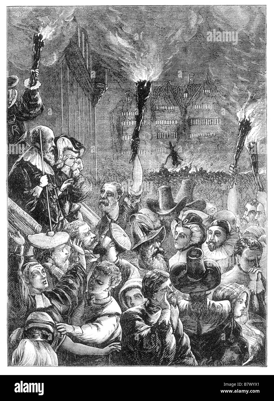 La célébration du 5 novembre Guy Fawkes ou Bonfire Night en 1611 pendant le règne du roi James I Banque D'Images