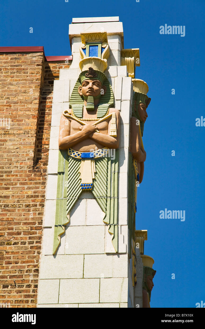DeKalb ILLINOIS Art déco restauré Egyptian Theatre avec détails architecturaux Banque D'Images