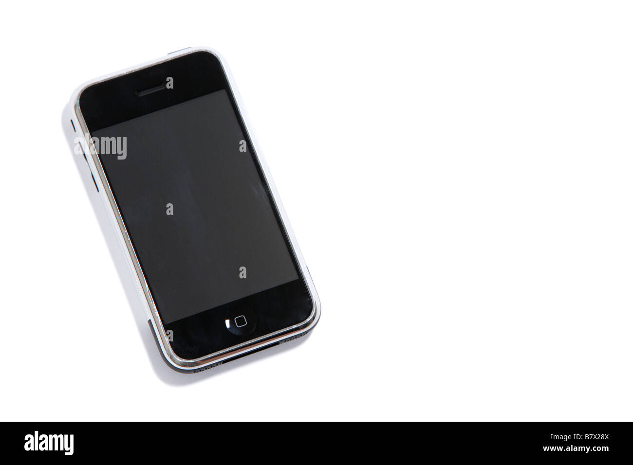 Un téléphone moderne isolé sur blanc dans le studio Banque D'Images