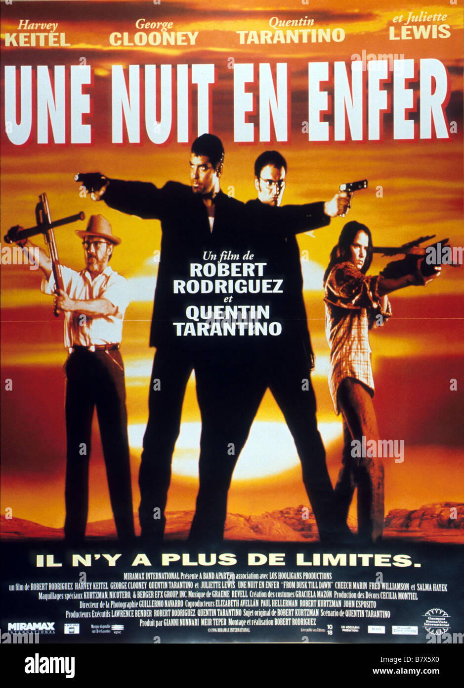 From Dusk Till Dawn Année : 1996 USA Harvey Keitel, George Clooney, Quentin Tarantino, Juliette Lewis Réalisateur : Robert Rodriguez Movie poster (Fr) Banque D'Images