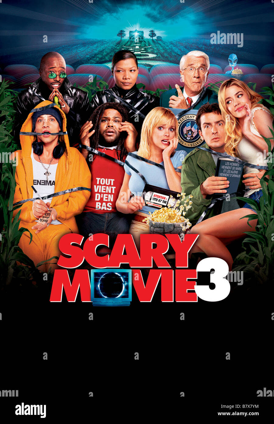 Scary Movie 3 Année : 2003 USA Charlie Sheen, Anna Faris, Leslie Nielsen, Anthony Anderson, Regina Hall Affiche Affiche , Directeur : David Zucker Banque D'Images