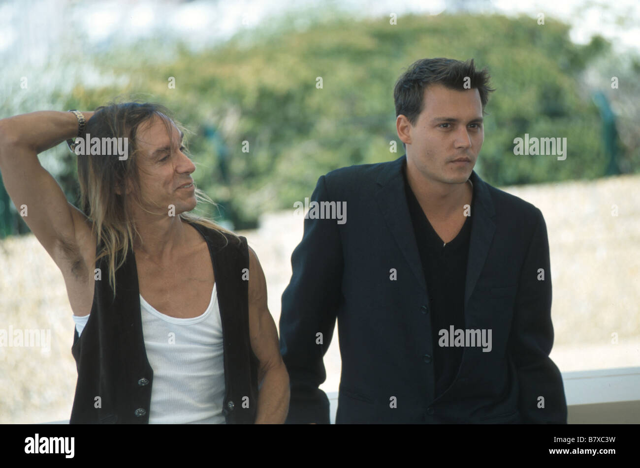 Johnny Depp Johnny Depp Iggy Pop et Johnny Depp au festival de Cannes en 1997 Banque D'Images