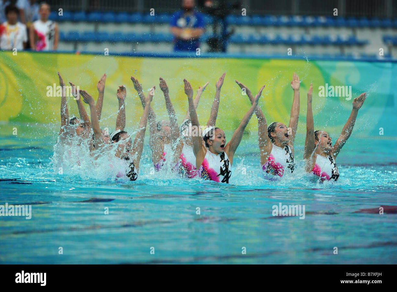 Groupe de l'équipe Chine CHN 22 AOÛT 2008 Natation synchronisée aux Jeux Olympiques de Beijing 2008 Équipe routine technique au Centre national de natation de Pékin Chine Photo par Jan Tsukida AFLO SPORT 0003 Banque D'Images