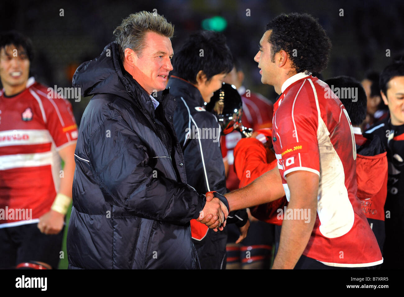 L'entraîneur-chef John James Kirwan JPN Michael Leitch JPN 22 NOVEMBRE 2008 Rugby Challenge 2008 Lipovitan D adéquation entre le Japon 3217 Banque D'Images