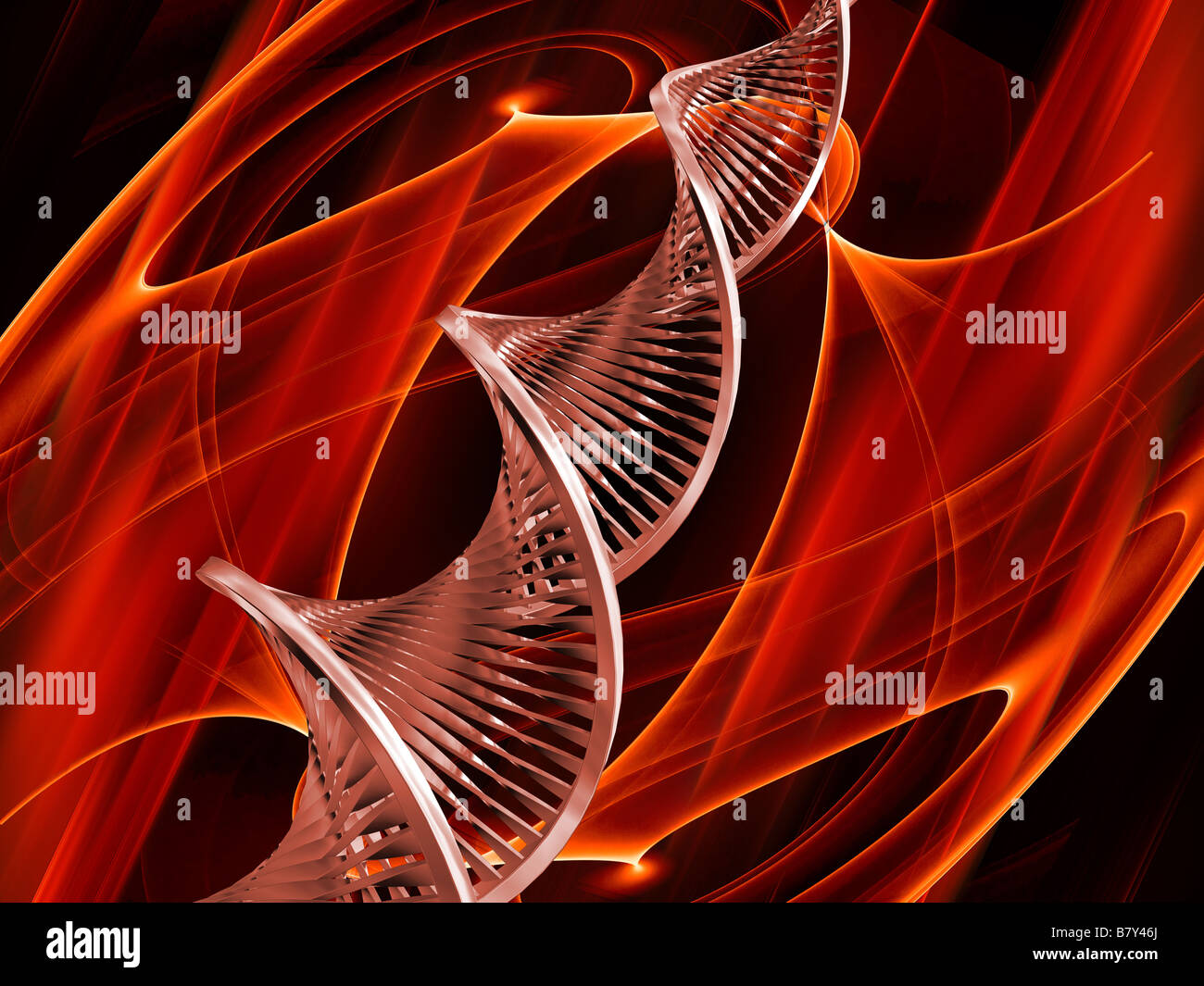 Le rendu 3D de l'ADN sur abstract background Banque D'Images
