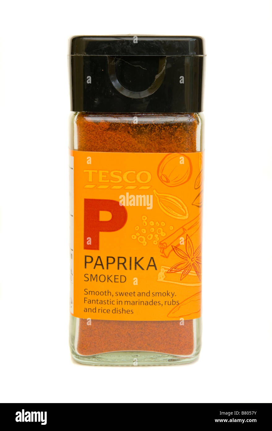 Pot en verre de Tesco Paprika fumé Banque D'Images