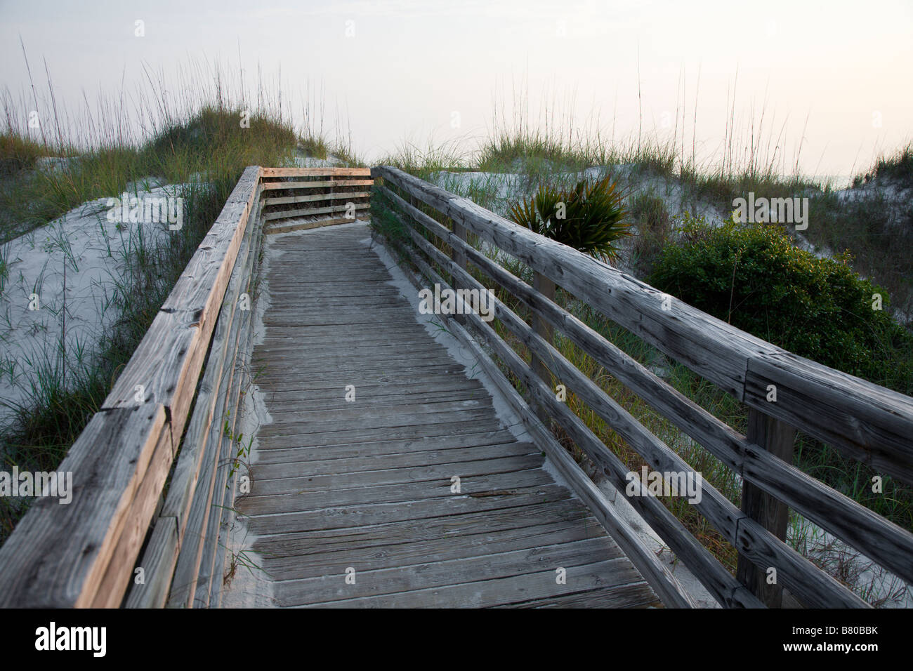 Promenade en bois prend des gens à travers les dunes de la plage à St Joseph Peninsula State Park à Port St Joe Florida Banque D'Images