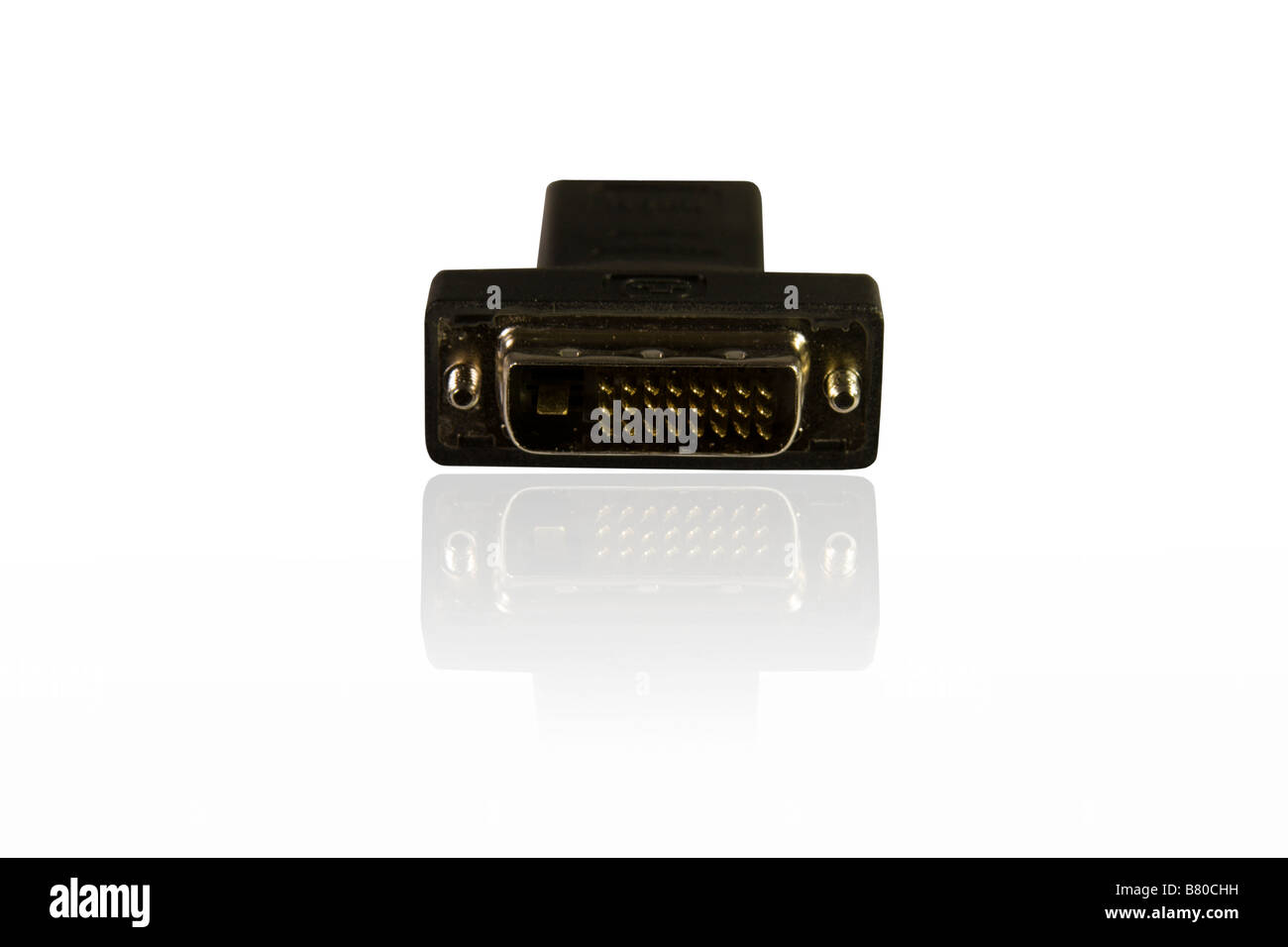 Connecteur DVI graphique ordinateur isolé sur blanc. Banque D'Images