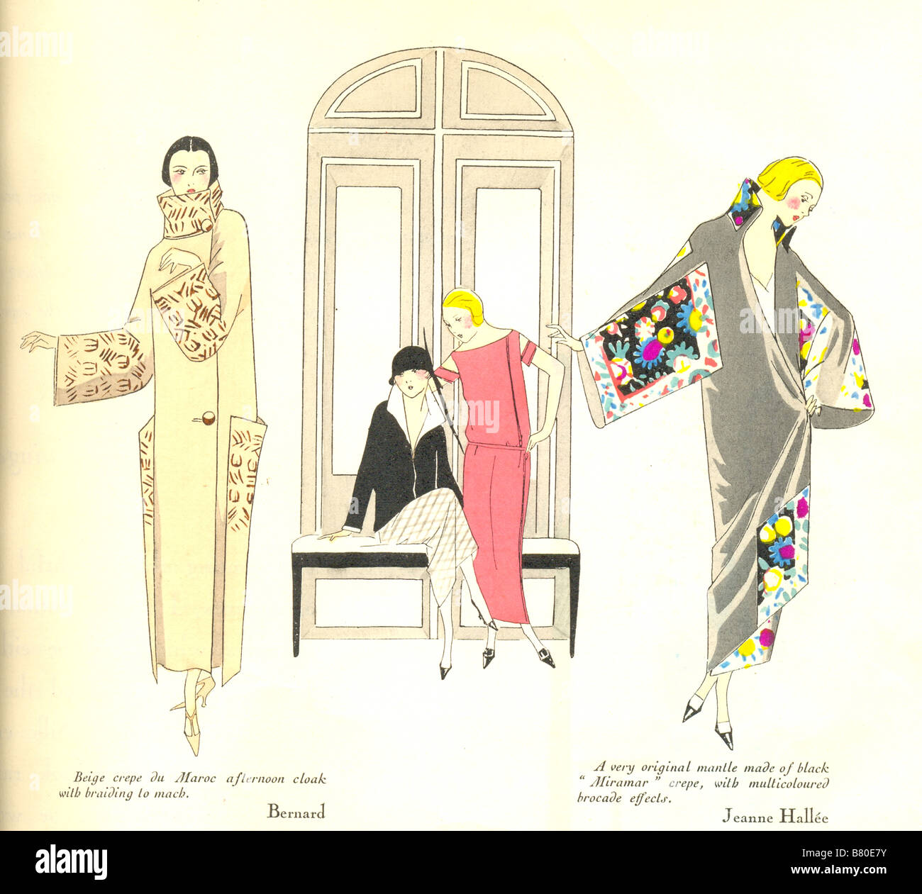 Coloriée à la mode française en provenance de l'Art-Gout-Beaute pour avril 1923 montrant couturier habille et le manteau pour l'après-midi Banque D'Images