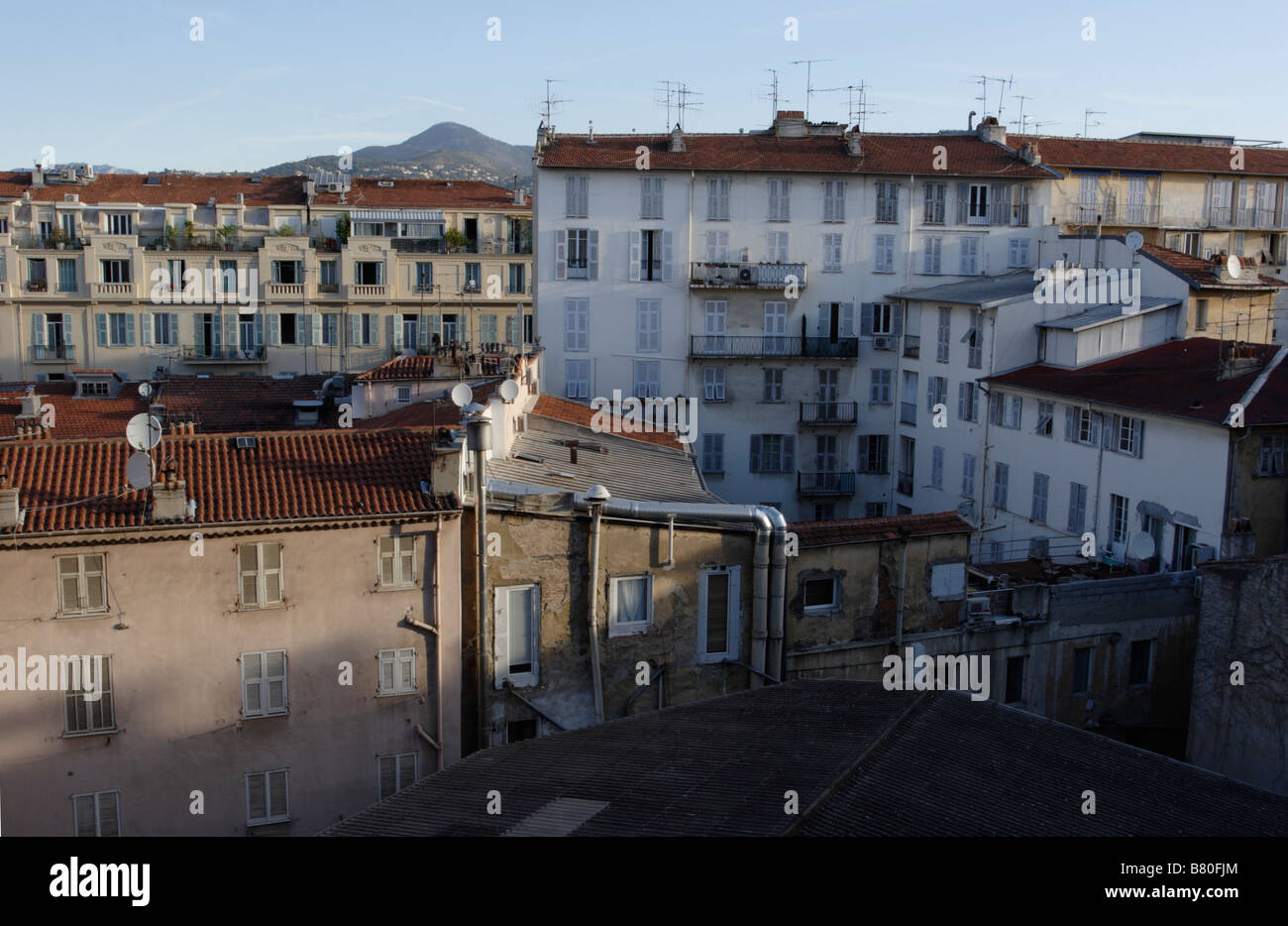 Une vue sur les maisons à Nice, France Banque D'Images