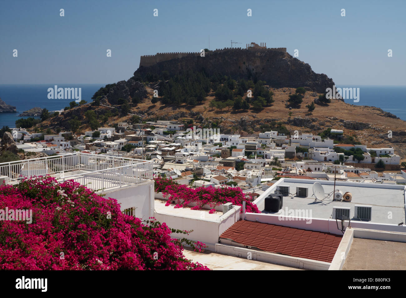 Acropole de Lindos, Rhodes, Dodécanèse, Grèce, ruine l'Europe Banque D'Images