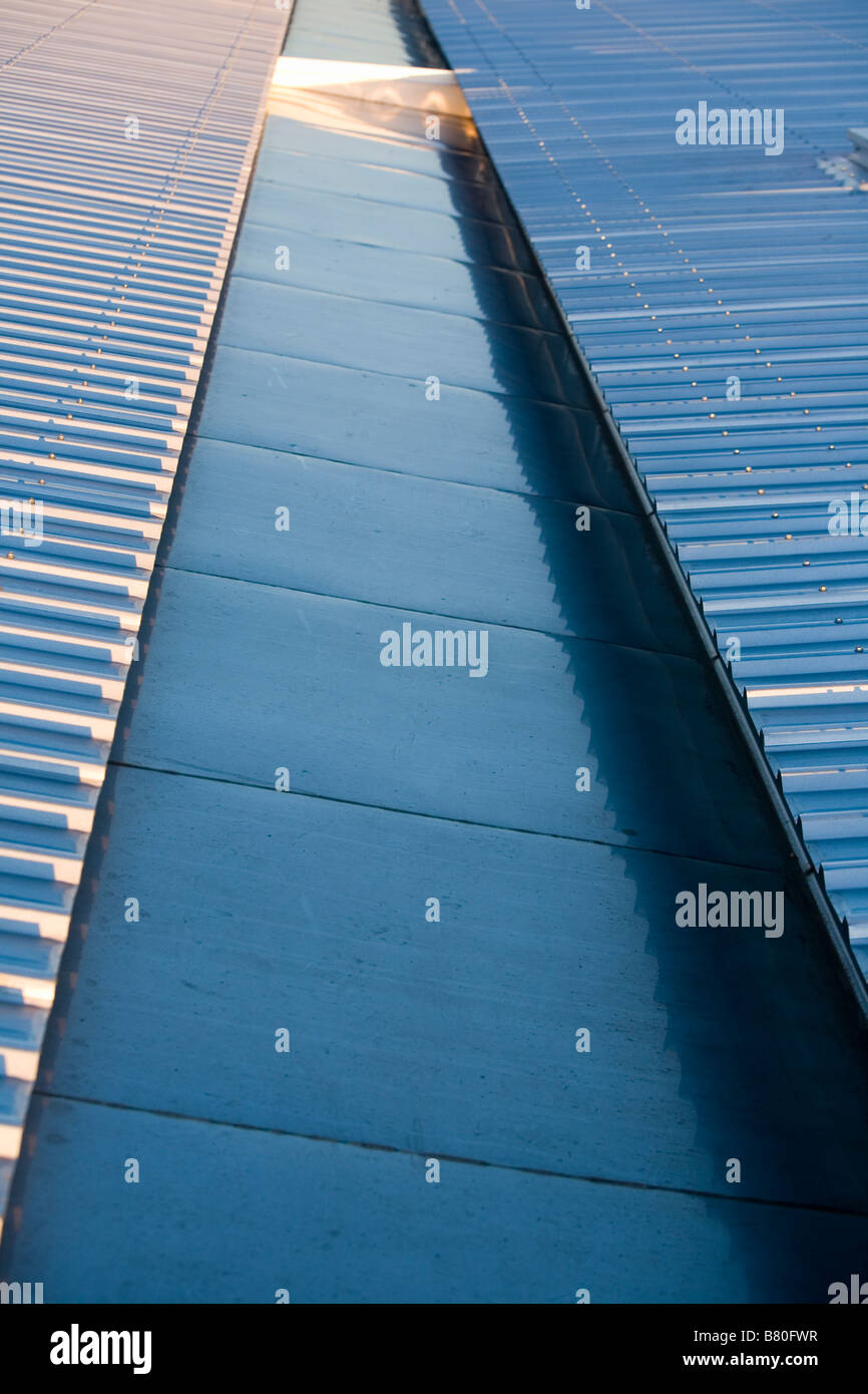 La gouttière sur le haut d'un toit Banque D'Images