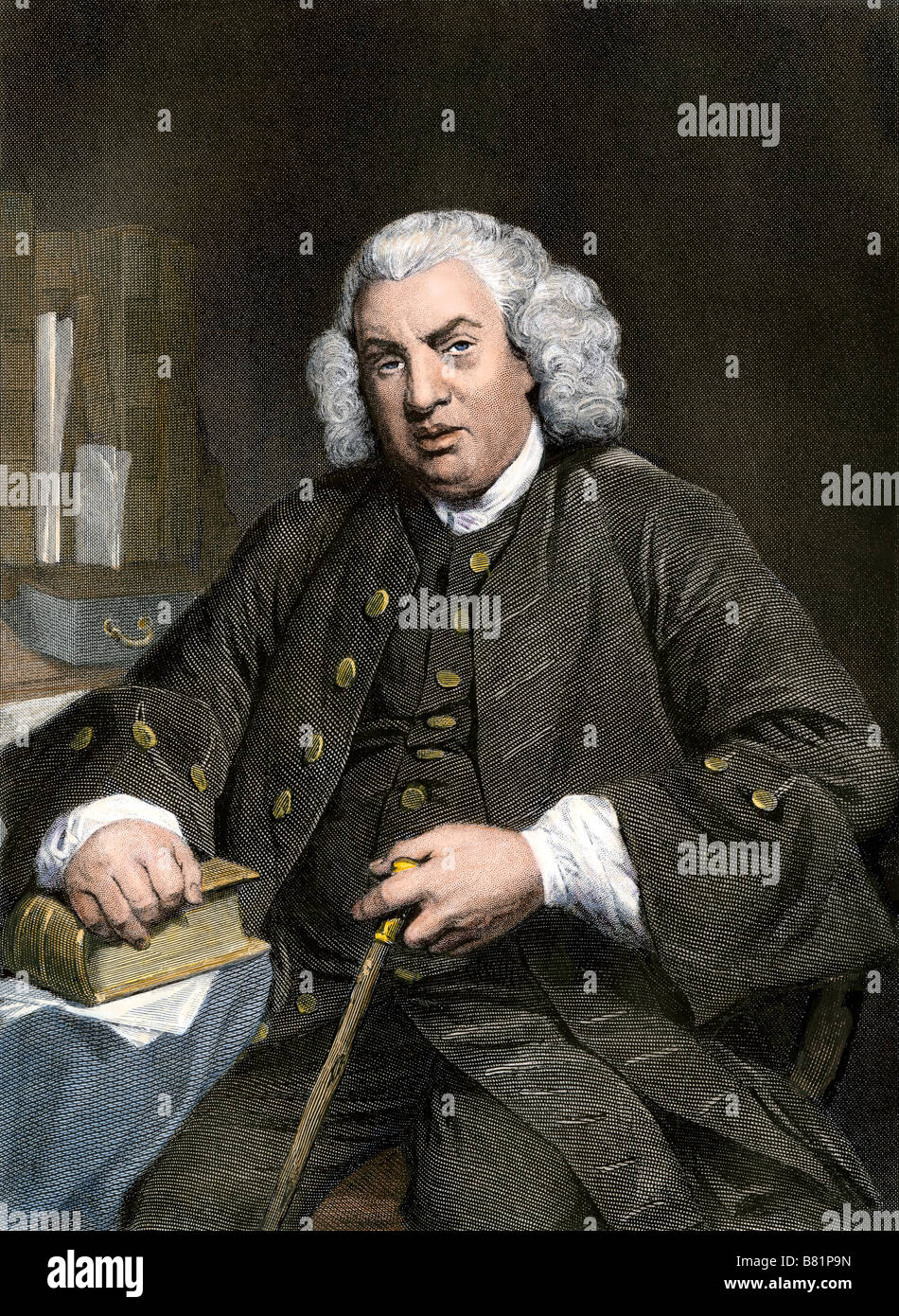 Samuel Johnson. À la main, gravure sur acier Banque D'Images