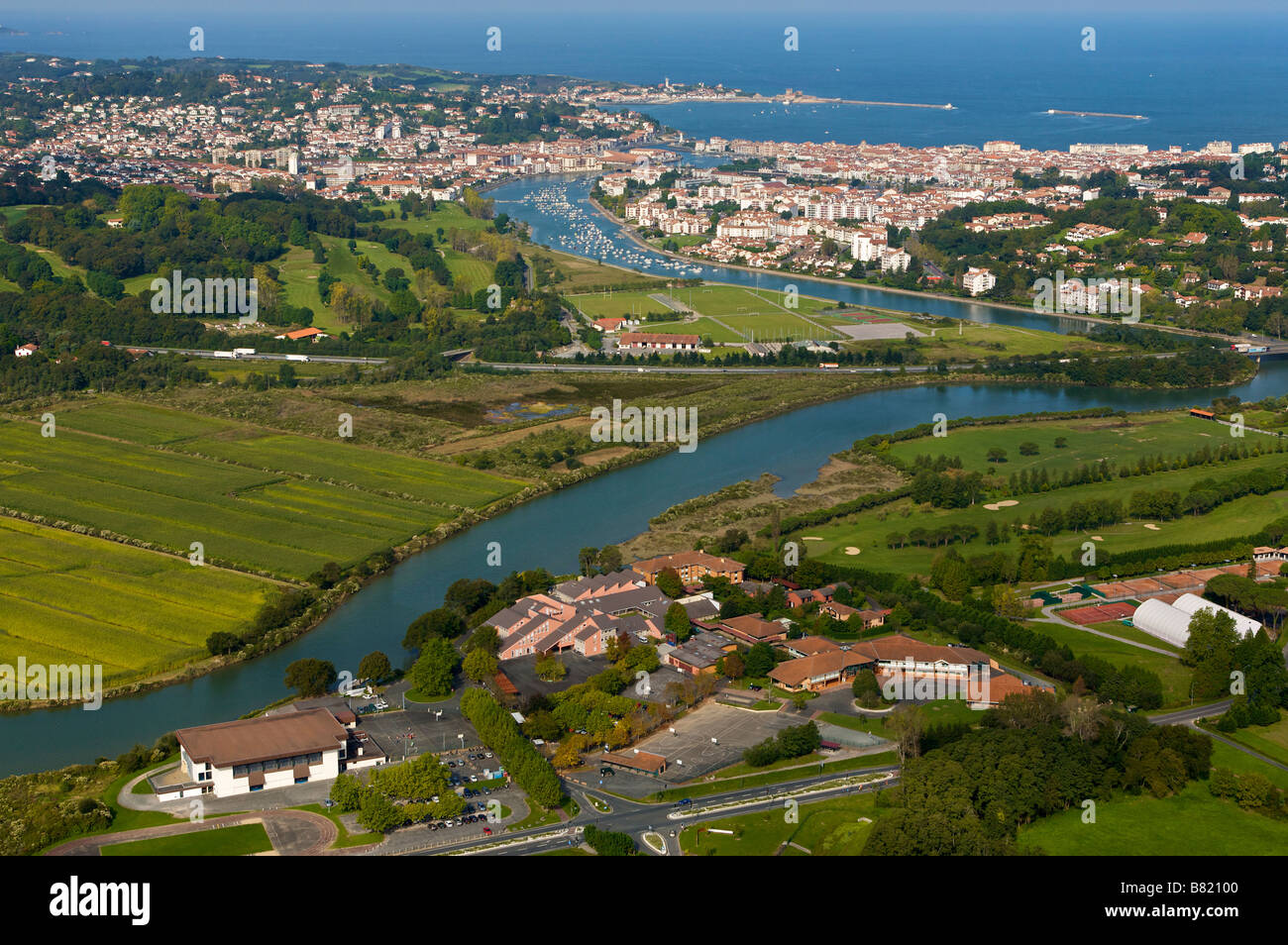 Vue aérienne de St Jean de Luz Banque D'Images