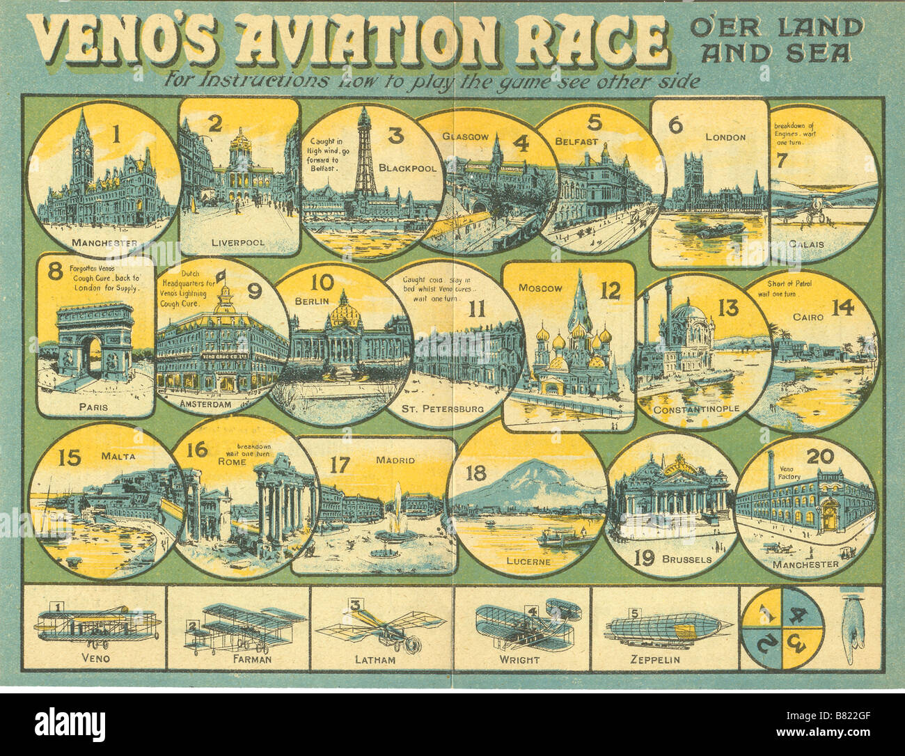 La course de l'Aviation veino feuille - un cadeau publicitaire vers 1914 Banque D'Images