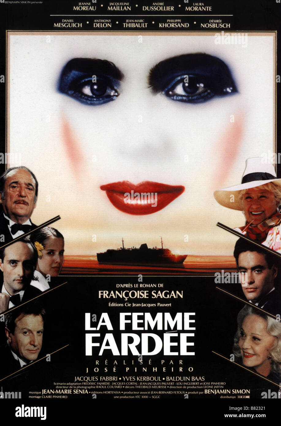 La Femme Fardée France Année : 1990 Réalisateur : José Pinheiro Anthony Delon, Jeanne Moreau, Jacqueline Maillan, Jean-Marc Thibault, Laura Morante, Daniel Mesguich, André Dussollier Film poster Banque D'Images