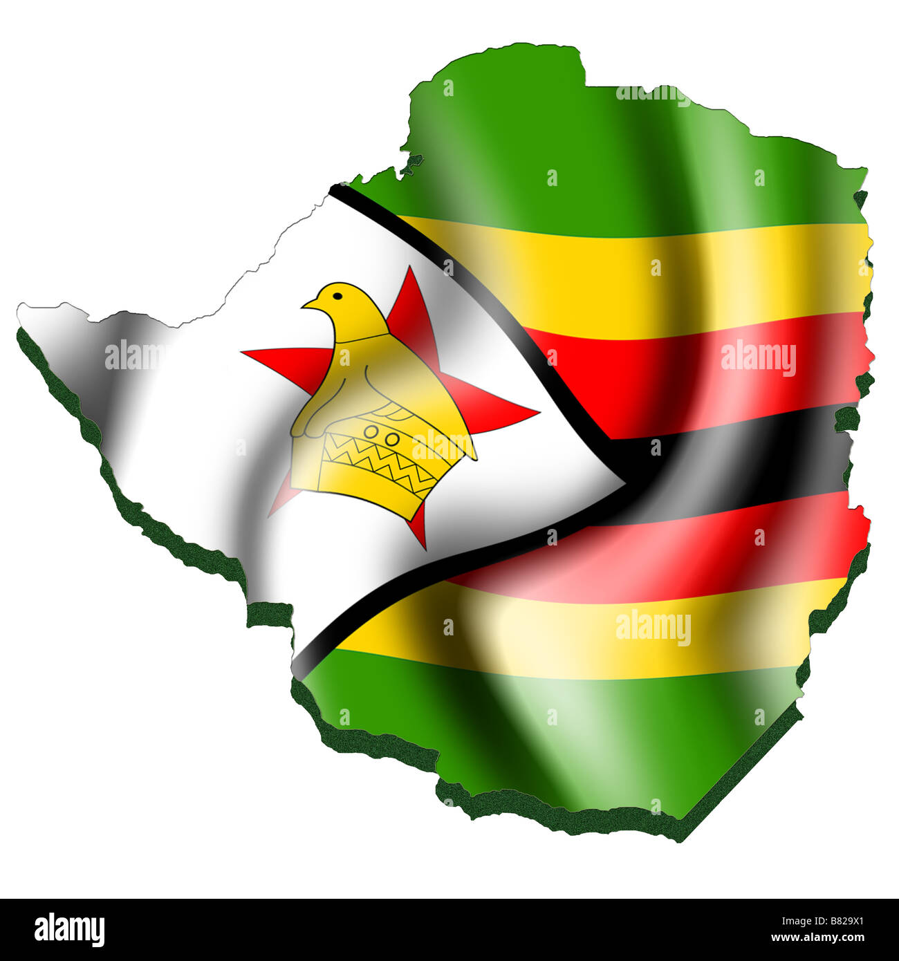 Carte et drapeau du Zimbabwe Banque D'Images