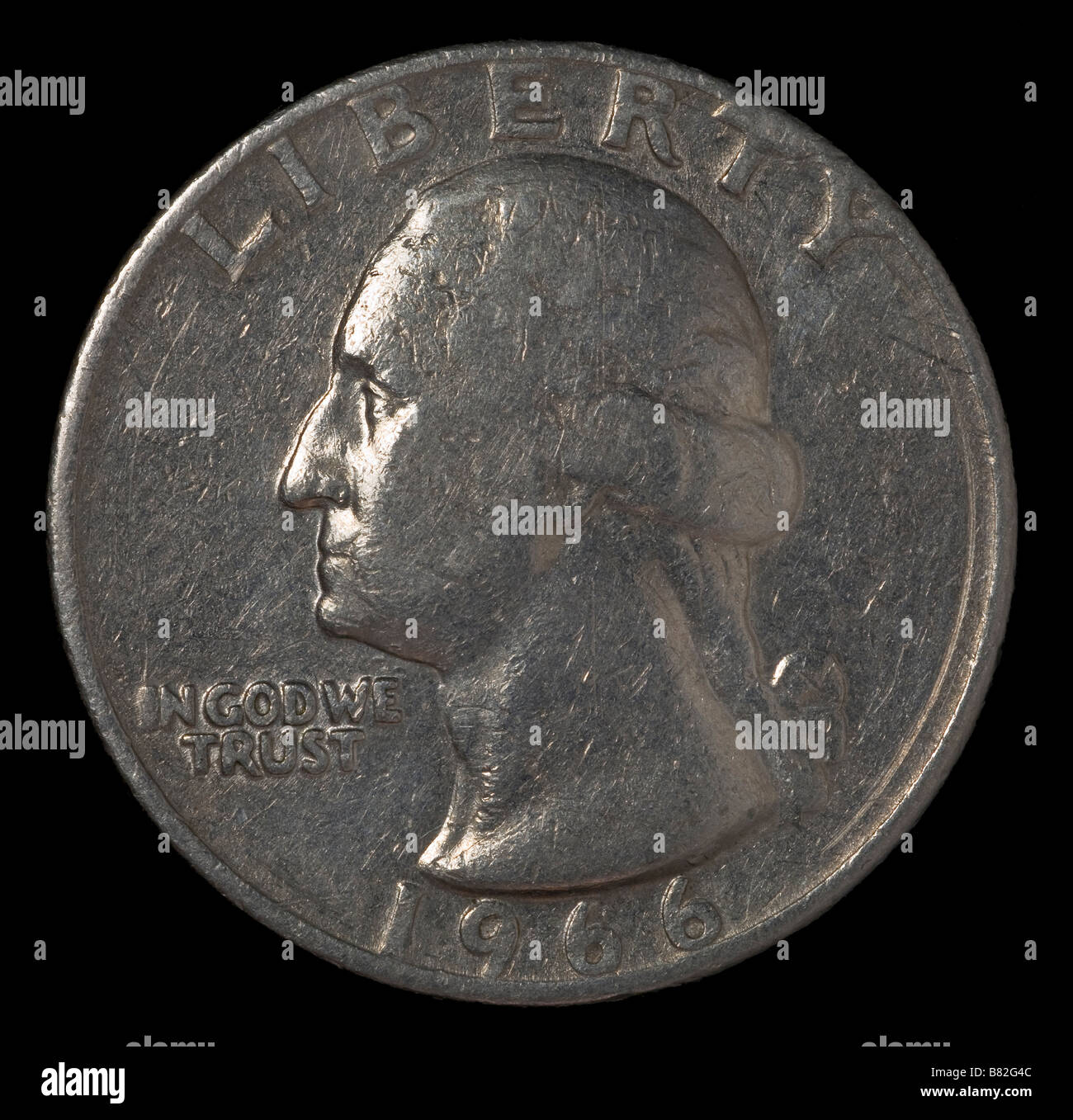 USA trimestre 25 cents pièce de monnaie avec profil de George Washington Banque D'Images