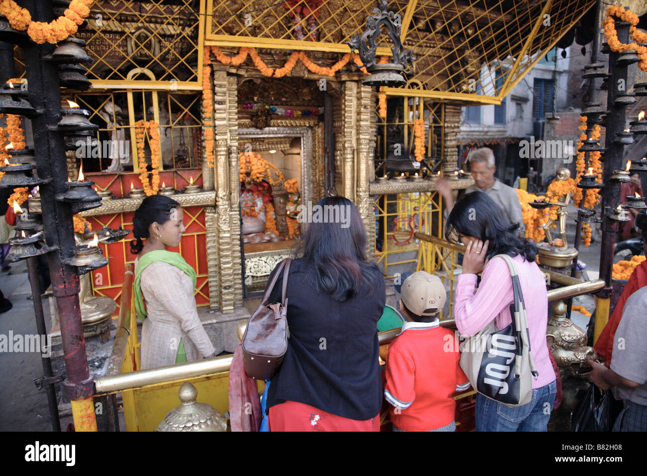 Lieu de culte à Indra Chowk, Katmandou Banque D'Images