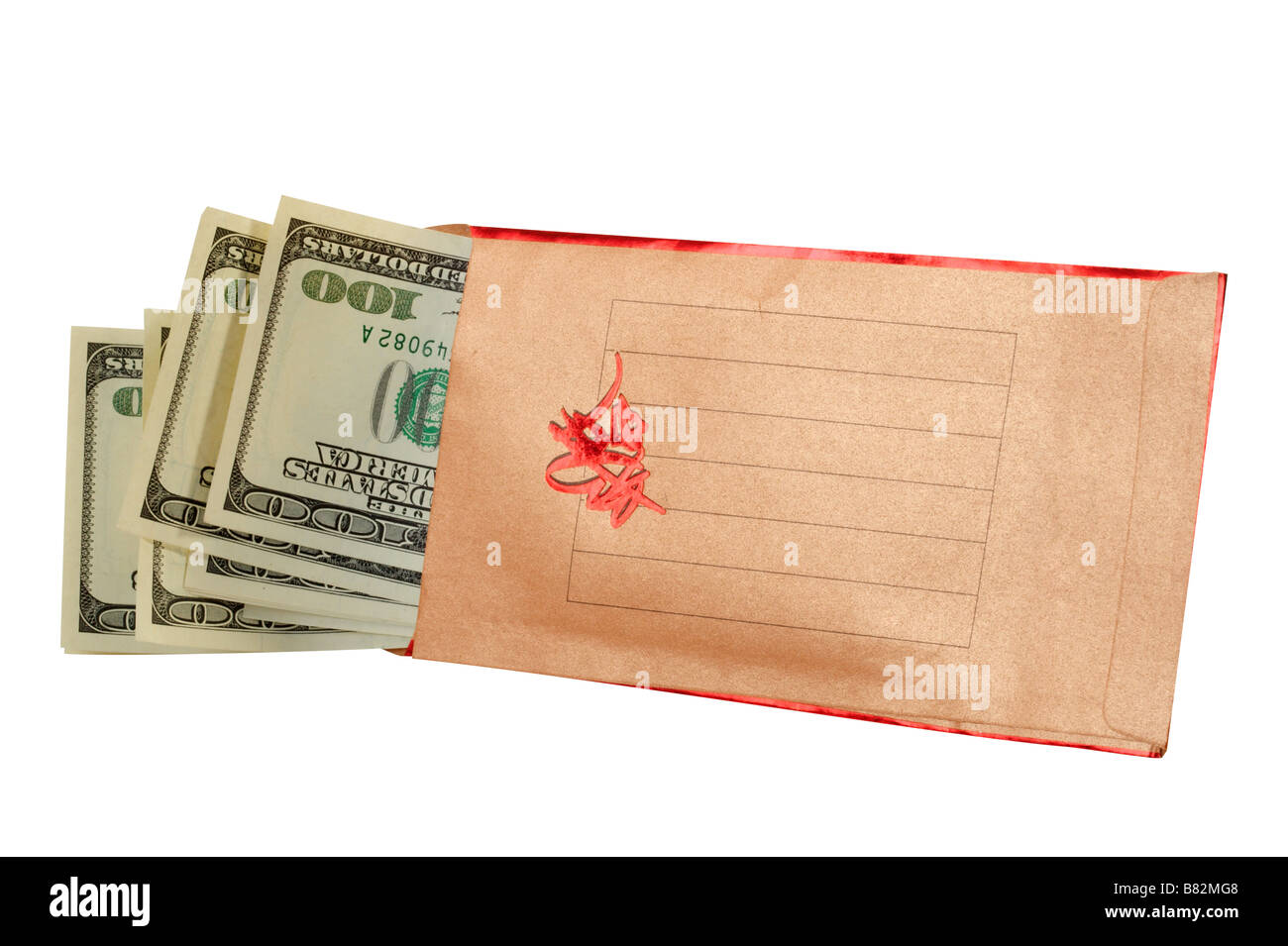 Enveloppe pour don de l'argent sur un fond blanc Banque D'Images