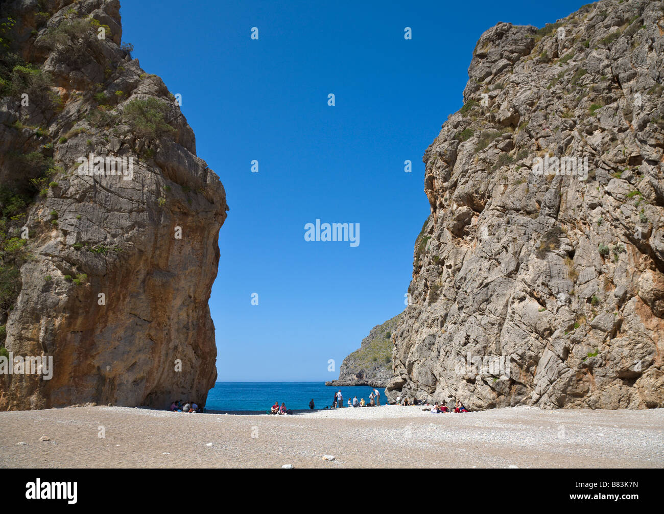 Beach, Torrent de Pareis, Sa Calobra, Mallorca, Espagne Banque D'Images