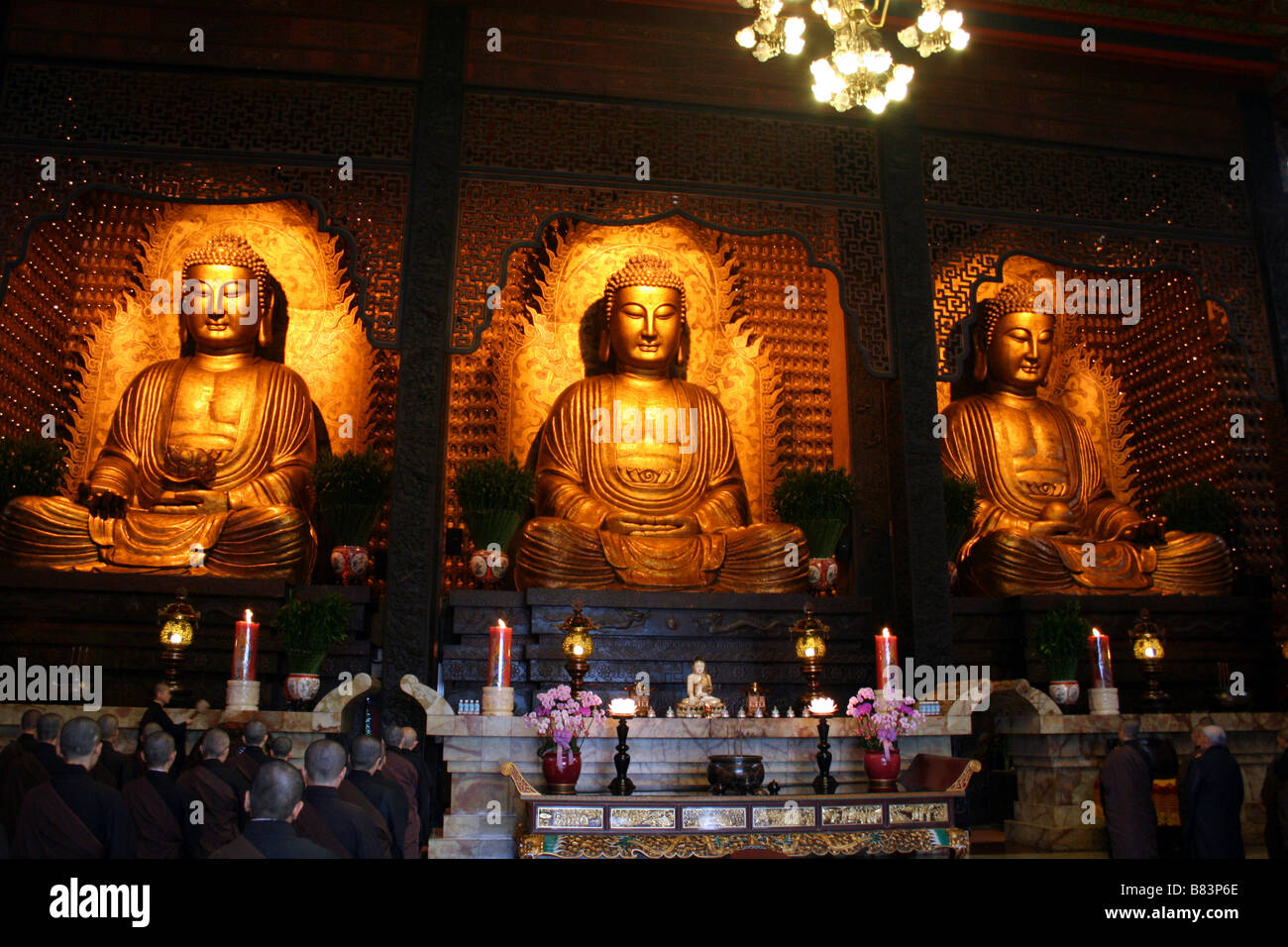 Statues bouddhiques au monastère Fokuangshan à Taiwan Banque D'Images