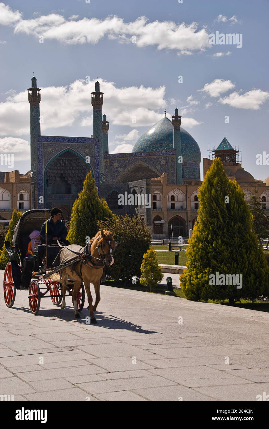 Les chevaux à la place Imam Isfahan Iran Banque D'Images