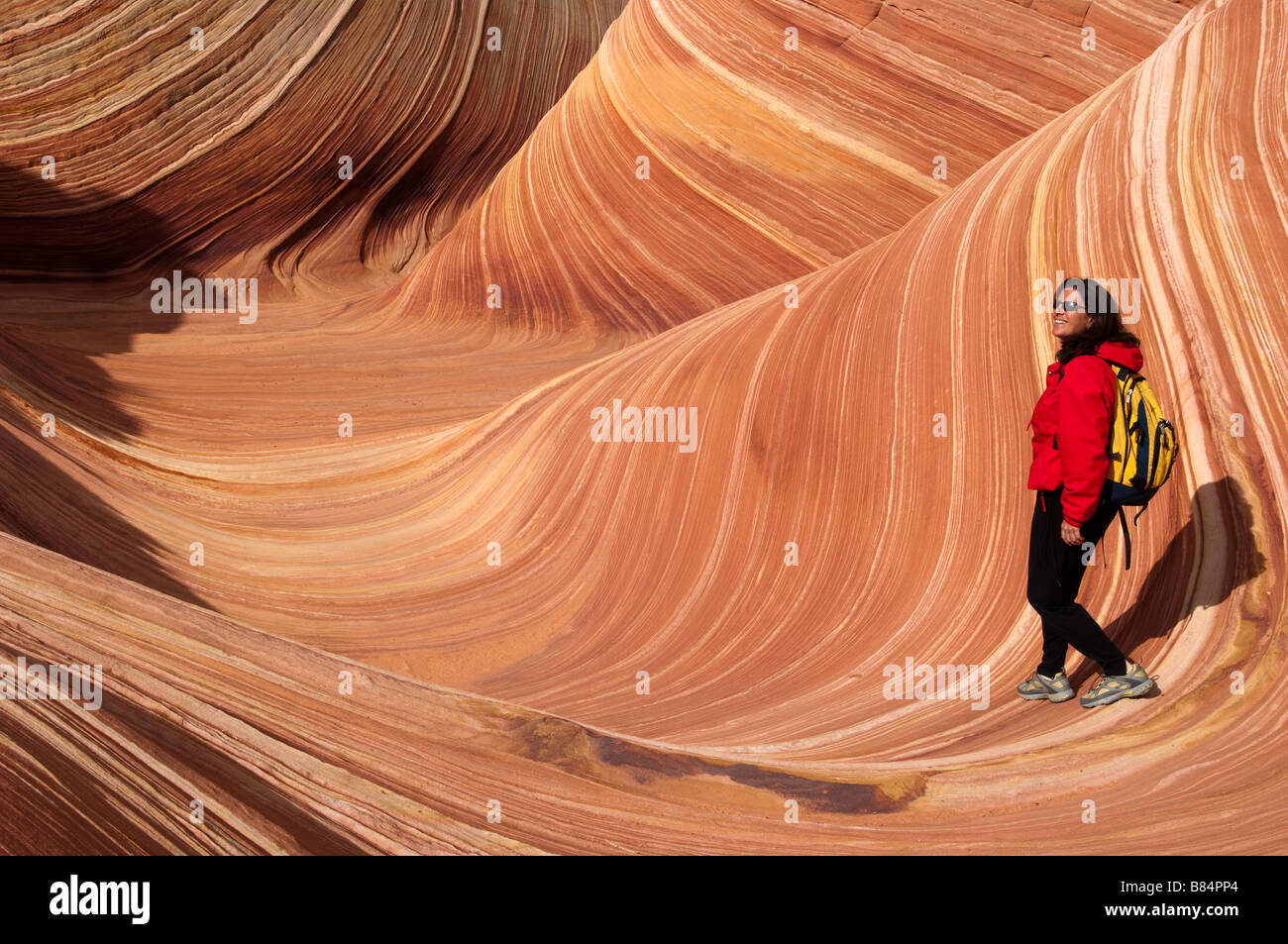 L'exploration de la vague, le Coyote Buttes North Vermillion, Désert, Arizona Banque D'Images