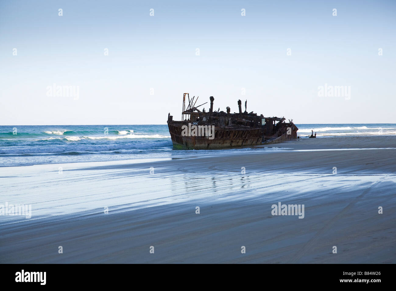 Épave de navire Maheno SS sur la plage de Fraser Island Queensland Australie Banque D'Images
