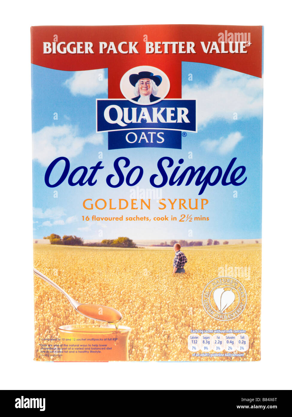 Emballages de marque de Quaker Oats sain si simple d'Avoine Bouillie de céréales pour petit déjeuner isolé sur un fond blanc avec aucun peuple Banque D'Images