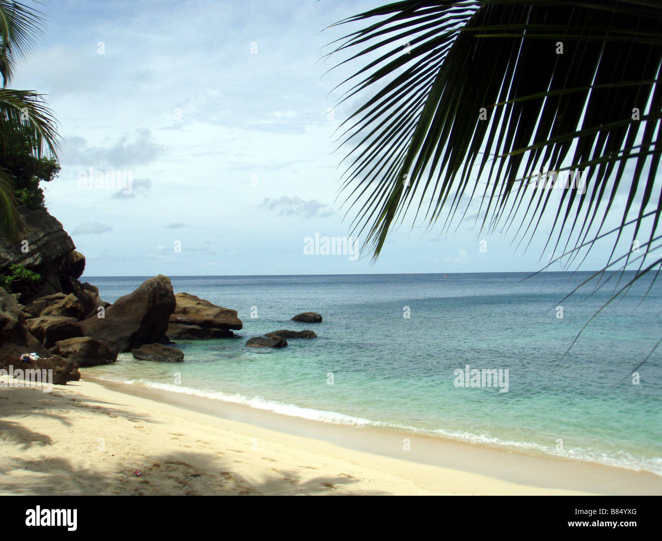 Hideaway Beach sur l'île antillaise de Grenade Banque D'Images