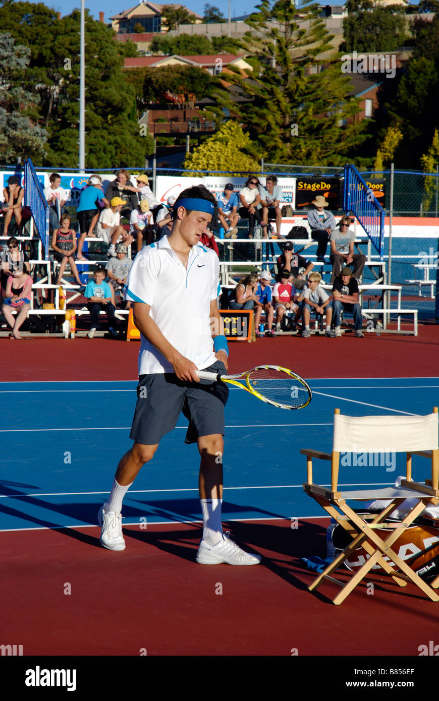 Bernard Tomic pendant le McDonalds Burnie Burnie International tournoi de tennis. Banque D'Images