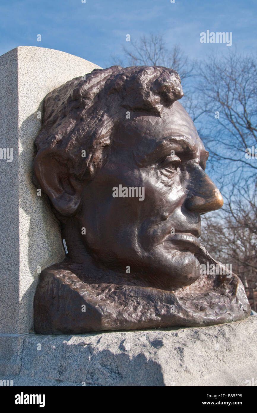 Buste en bronze d'Abraham Lincoln à tombe par Gutzon Borglum Banque D'Images