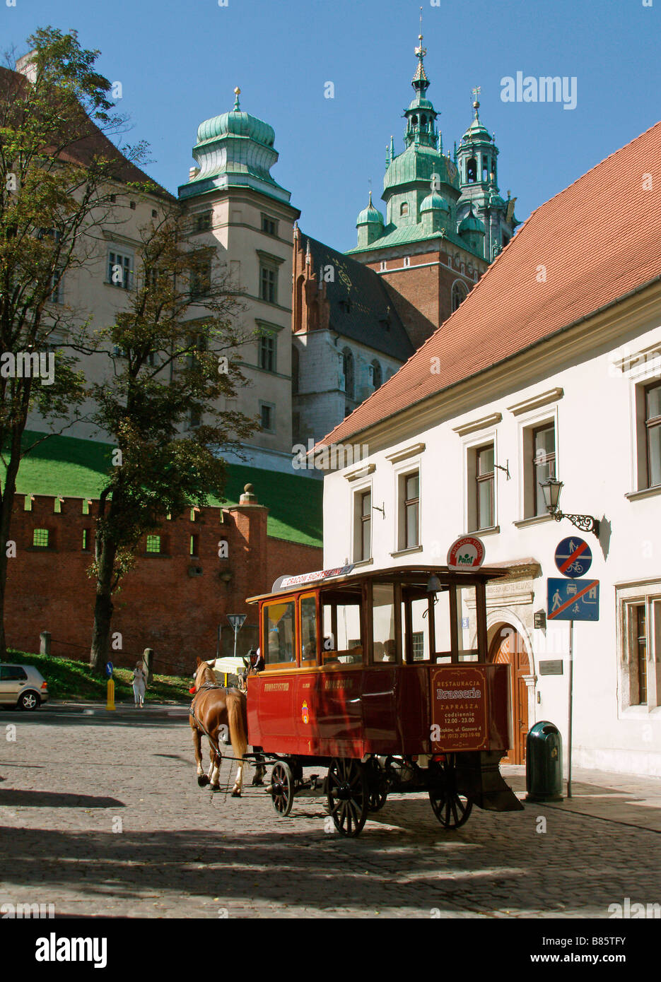 Pologne Cracovie rue Kanonicza et cathédrale du Wawel Banque D'Images