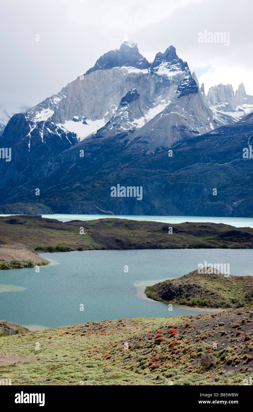 Vue Portrait de Lago Nordenskjold, Tores del Paine, Chili Banque D'Images