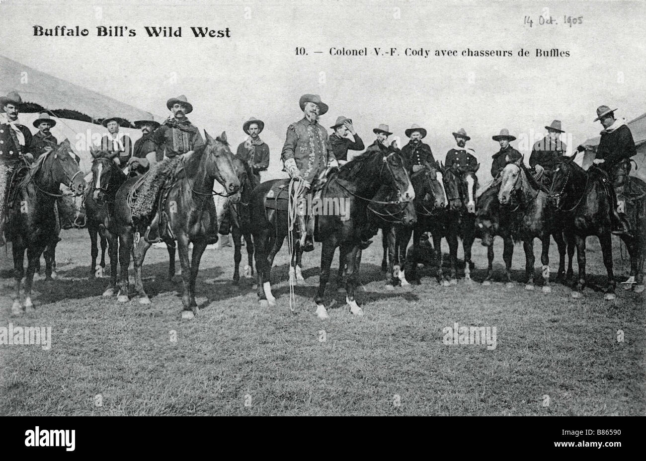 Buffalo Bill's Wild West. Le Colonel Cody avec buffalo hunters Banque D'Images