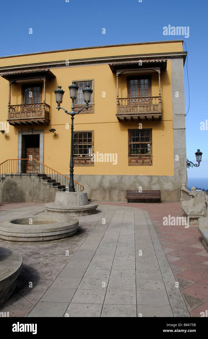 La Section de l'hôtel de ville de Icod de los Vinos Tenerife architecture typique des Canaries Banque D'Images