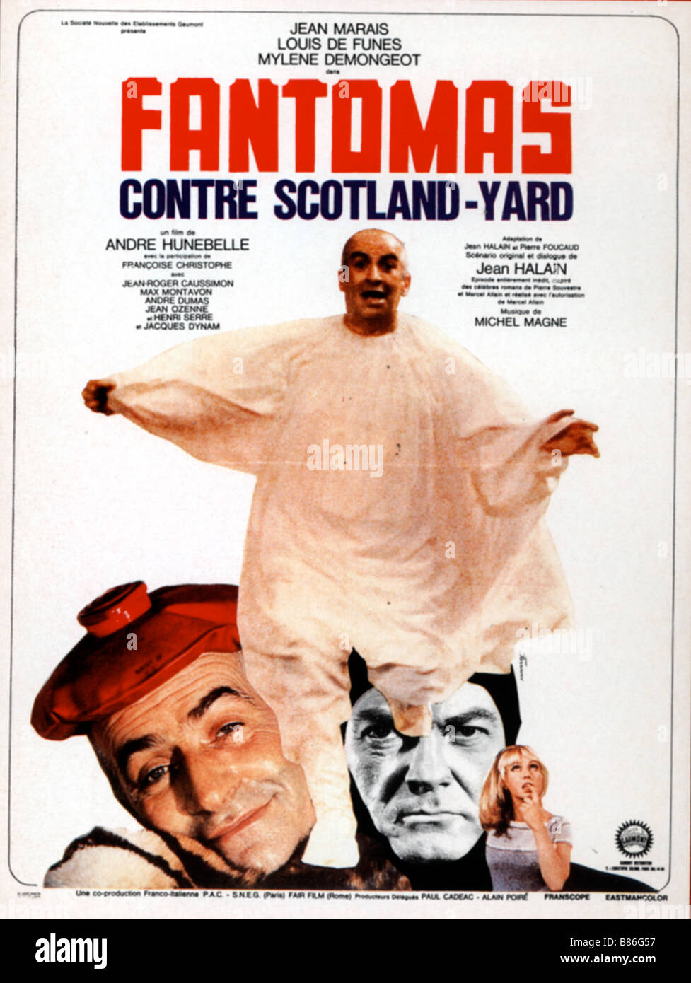 Louis de Funès Jean Marais Mylène Demongeot affiche poster Directeur André Hunebelle Banque D'Images