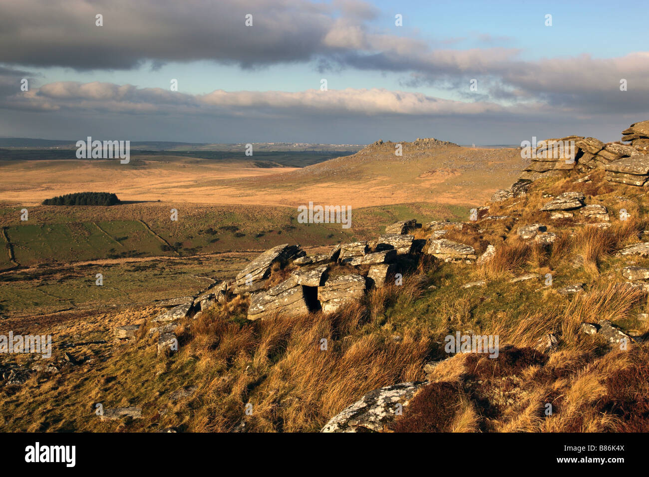 Vue de la brown willy Bodmin Moor cornwall à racler tor Banque D'Images