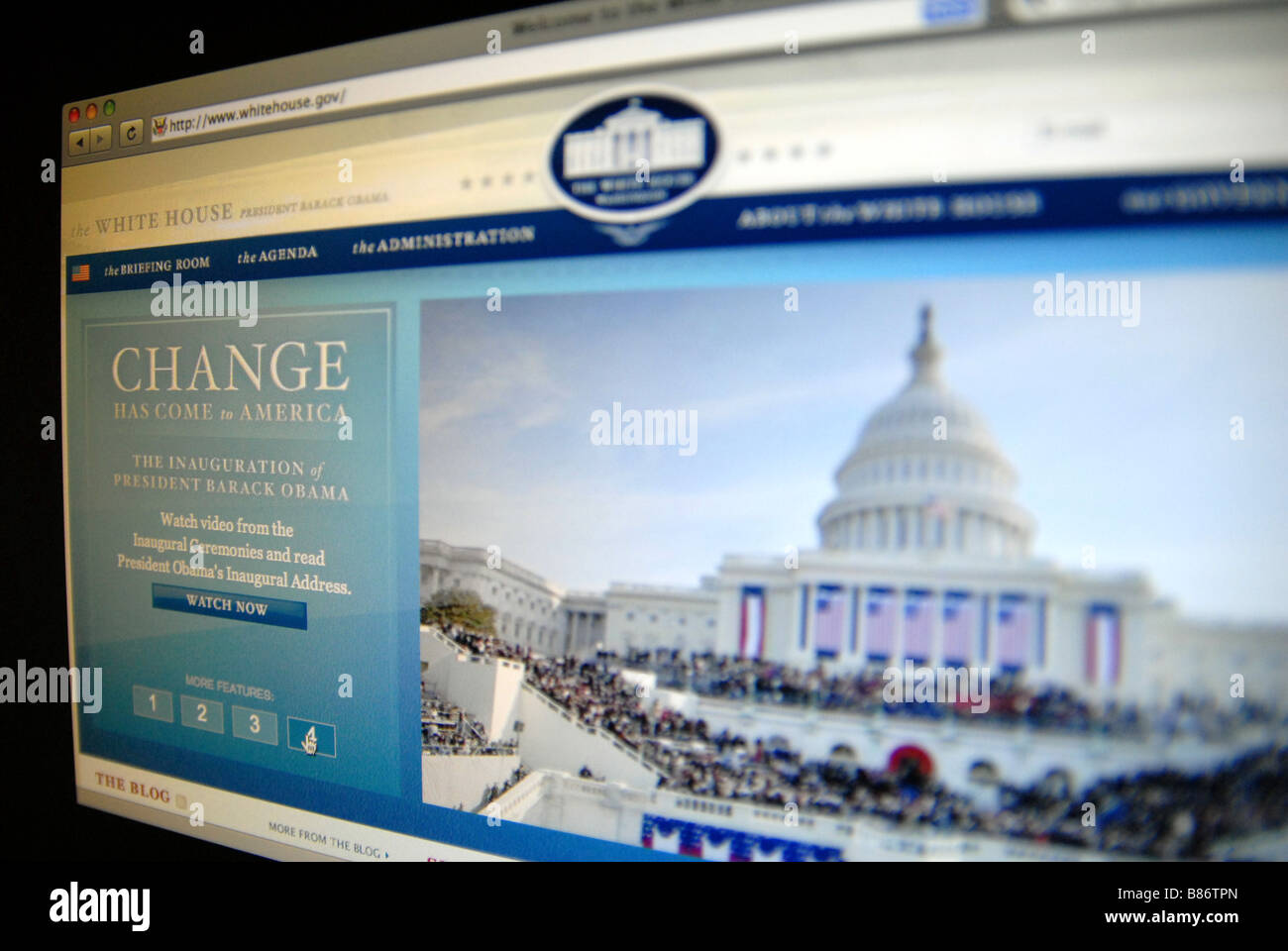 Le Whitehouse site web peu après l'investiture de Barack Obama Banque D'Images