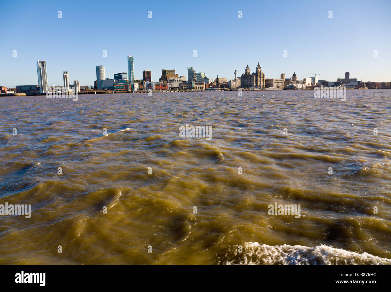 Skyline et le fleuve Mersey, Liverpool, Merseyside, Angleterre Banque D'Images